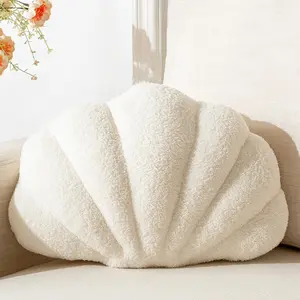 Seashell Throw Pillows Shell Shaped White Sea Shell Pillows for Bed Soft Plush Seashell Decorative Pillow for Couch Sea Decoration (13 X 10 inch)