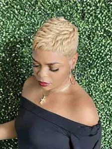 Women's Pixie Cut Wig, Human Hair, Straight Bob Style, 150% Density, Durable & Natural Appearance, Versatile for Daily Use, Handcrafted Wigs, Snatched Wig