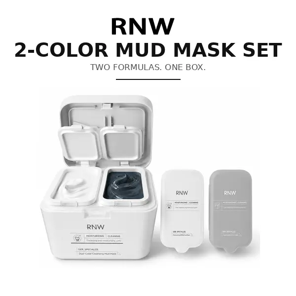 RNW Dual-Color Clay Mask with 2 Formulas - Unclogs Pores, Blackhead Care, Deep Cleansing Treatment for Oily Skin to Support Youth Appearance