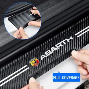 Abarth Car Door Threshold Protection Sticker, Anti-Scratch Kick Plate Strip, Interior & Exterior Door Guard Set, Vehicle Protection Accessories