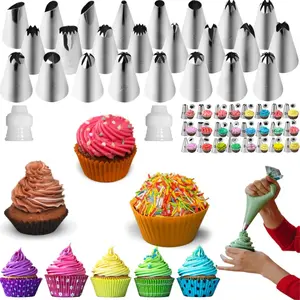 Icing Piping Tips Set,Stainless Steel Frosting Piping Kit,Pastry Cake Decorating Tips Baking Tools For Cookies Cupcake Decorating Kit (27)