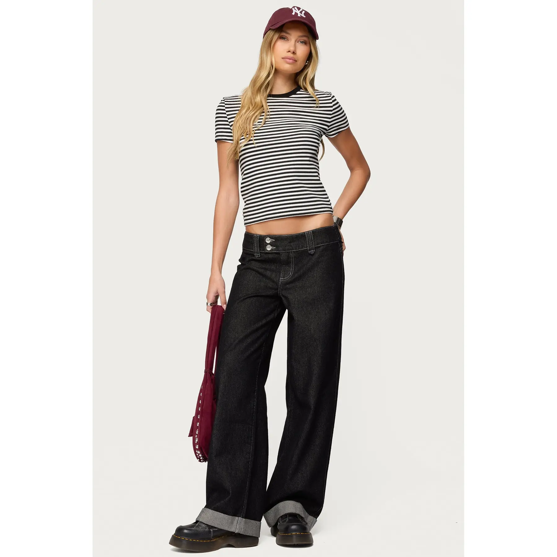 Cuffed Low Rise Straight Leg Jeans Cuffed Low Rise Straight Leg Jeans