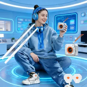 Wireless Air Drum Set with Sticks Pedal Bluetooth-compatible Speaker, 8 Sound Colors Electronic Drum Beginner Kids Adult Gift