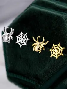 Fashionable Spider Web Earrings, Halloween Party Jewelry, Unique Spider Design, Perfect for Festive Occasions, Trendy Accessory, Copper Earrings