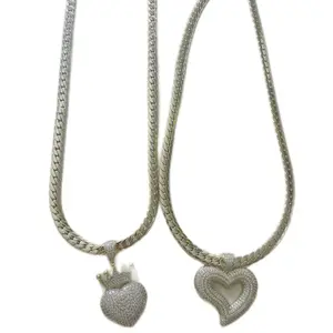 Xuping Laminate Gold Heart Pendant Necklace 20 Inches Long 6mm Thick Fashion Jewelry for Daily Wear Metal Coated