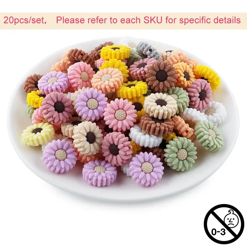 Silicone Flower Beads, DIY Mix Beads, Beaded Set, Beads for Crafts, Beads for Bracelets, 20pcs/set DIY Jewelry Making Supplies for Bracelet & Necklace, DIY Jewelry Making Accessories for Women, DIY Kit, DIY Beading Accessories