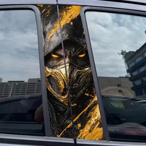 2pcs Mask, hood, fire-eyes Car Sticker B-Pillar DIY Middle Pillar Vinyl Decorative Car Accessories Sticker Sticker For Cars