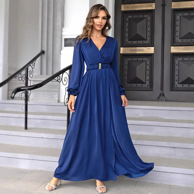 white christmas dresses Plus Size Long Sleeve Chiffon Midi Dress with Square Neck for Weddings &  Family Events
