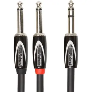 Roland RCC-10-TR28 Black Series 1/4" TRS Plug to Two 1/4" Plug Interconnect Y-Cable (10')