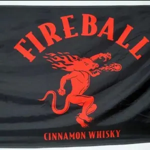 Fireball 3'x5' Fabric Decorative Banner, Cinnamon Whiskey Themed Man Cave Sign, Home & Bar Wall Decor
