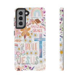 [Popular]Christian Phone Case Bible Verse Cross Design Faith Inspirational Pastel Aesthetic Amazing Grace Jesus Gift Durable Rubber Protection for iPhone 16 15 14 13 12 11 Pro Max Samsung Galaxy S25 S24 Ultra Plus Compatible with Samsung Galaxy S25