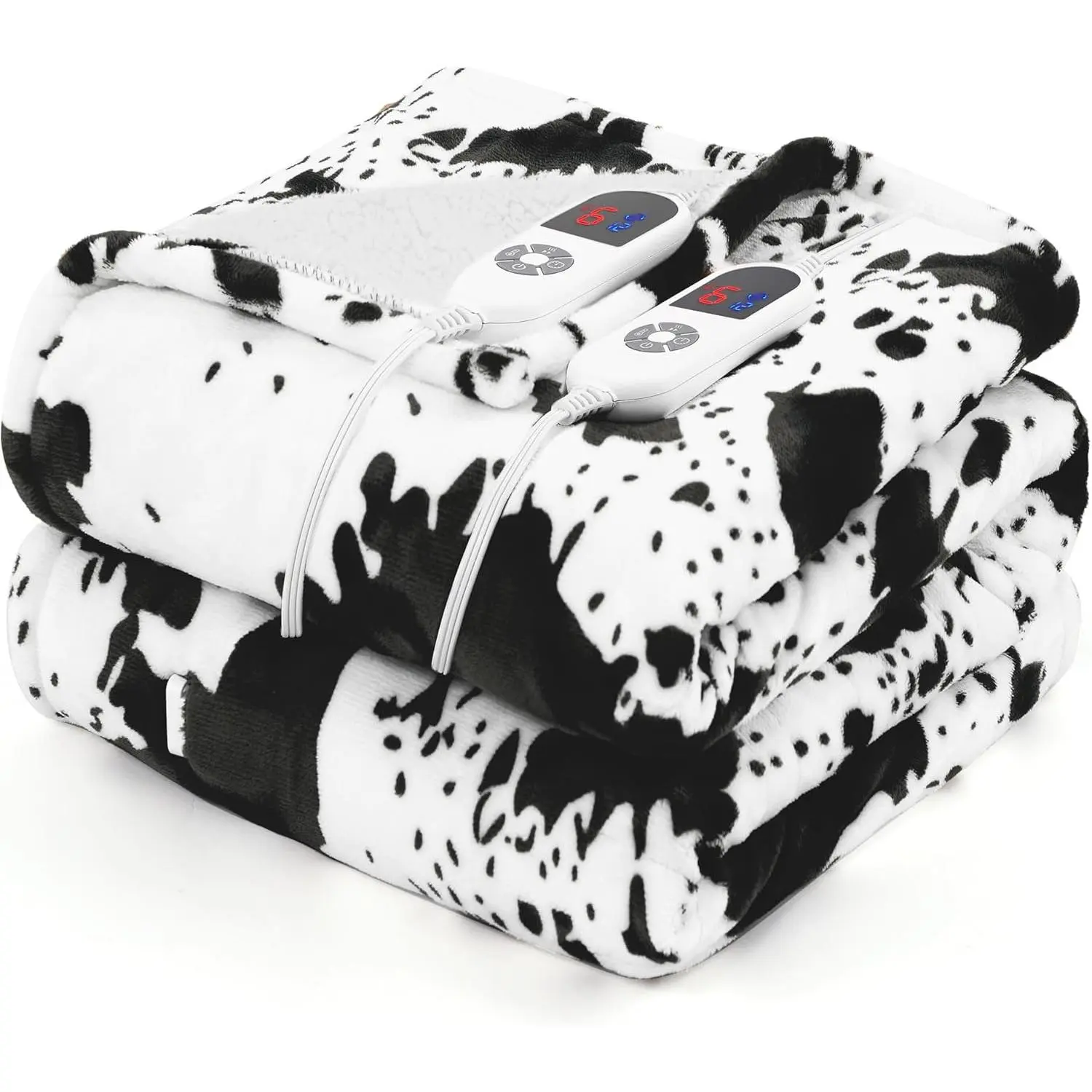 Electric Blanket  Size, Dual Control Heated Blanket with 6 Heat Settings, 1-12H Timer, Soft Sherpa & Flannel, Machine Washable, Black , 84" x 90"