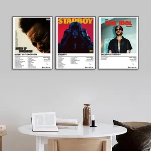 3-piece set featuring Hurry Up Tomorrow/Starboy/The IdoL Episode 4 album cover canvas posters, Unframed Art Print, suitable for living room, bedroom, office decor, Modern Home Decor, a gift for music fans, Halloween/Christmas gift, frameless