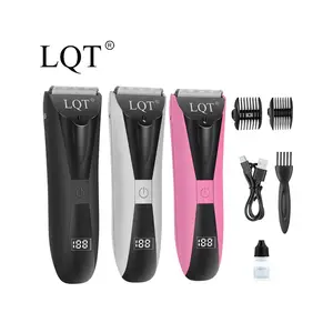 LQT wireless hair clipper, electric bikini trimmer, body hair remover, intimate grooming trimmer, USB charging with LCD display, includes 2 guide combs, flexible trimmer, shaving device， Smooth