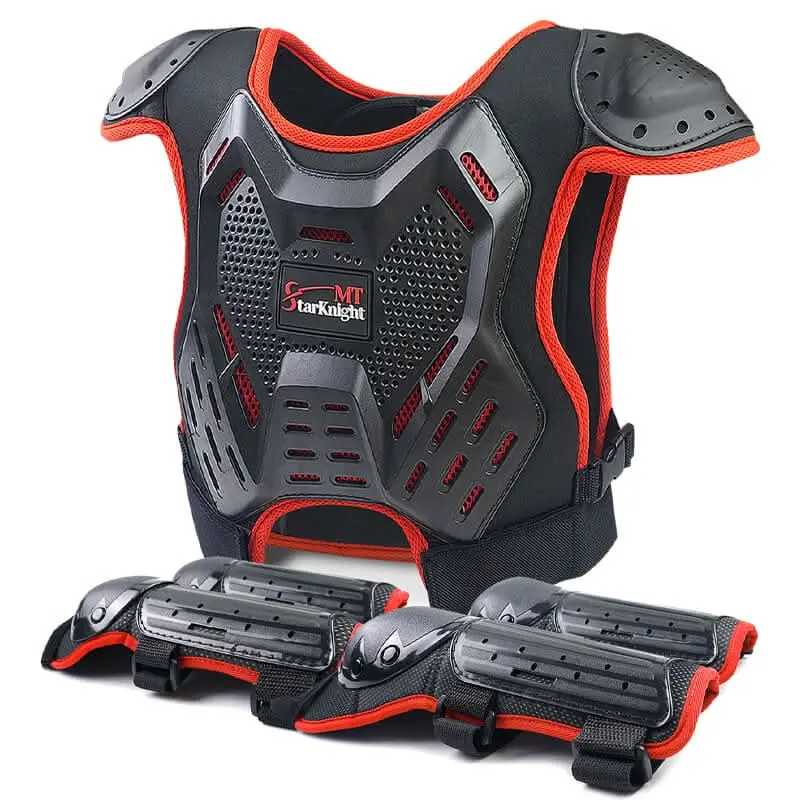 StarknightMT Kids Dirt Bike Gear - Youth Motorcycle Riding Protective Gear ATV Chest Protector Motocross Armor Suit for Boys Girls Mountain Biking Cycling, Red