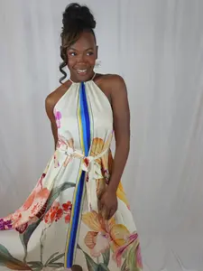Garden Tales Halter Top Handkerchief Hem Dress