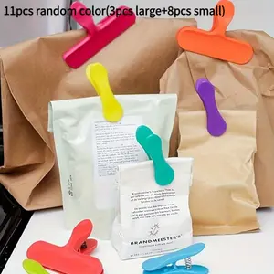 11 Piece Colorful Snack Bag Clips, 3 Large and 8 Small Reusable Food Sealing Clips, Moisture-Proof Dust-Proof, Suitable for All Plastic Bags