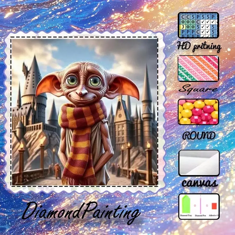 5D-DIY, Handicraft, velvet canvas, diamond art, diamond painting kits, magic castle, fairy characters, colorful scarf AB diamonds, fairy dust diamonds, perfect home decor, handmade diamond art painting kits, special craft diamond art kits, Handmade Gifts