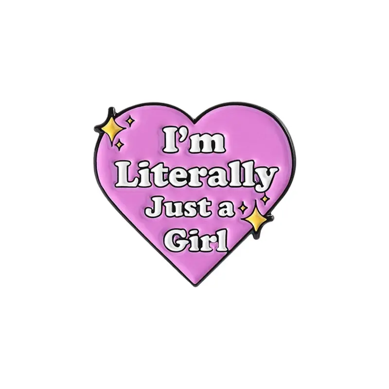 "I'm Literally Just a Girl" Heart Shaped Brooch, Alloy Brooch Pin, Letter Brooch Pin, Hat Pins, Cute Letter Pattern Badge for Clothes Backpack Hat Decor, Fashion Accessories for Women & Men