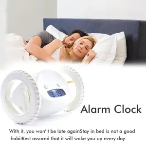 SmartHome Robot Alarm Clock on Wheels with Jumping Action for Heavy Sleepers Loud Dual Vibrating Shaker for Adults Kids Bedroom Bed Grandfather Gift Decor