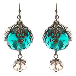 Contemporary Fashion Stunning Linear Glass Beads Dangle Earrings E840 Green