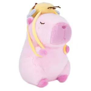 Capybara Plush Kawaii Capybara Stuffed Aniamls with Baseball Backpack Capybara Toys Hugging Gifts Capybara Plushie Doll Pillow Pink Capybara (Cherub Capybara-9 Inch) stuffed animals Cute Soft Cuddly Mini Charming Comfort stitch stuff plushies little
