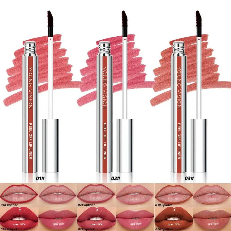 Young Vision Long-Lasting Peel-Off Lip Liner Stain Set 3 Counts Transfer-Proof Matte Lip Liner Water Resistant Smudge Resistant for Women & Girls Mother's Day Gift - Flawless Waterproof Lip Liner Set