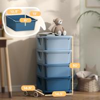 4 Tier, 4 Drawers, Blue