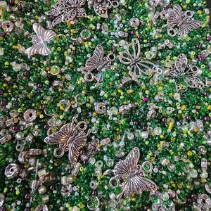 Green Garden butterfly seed bead mix jewelry