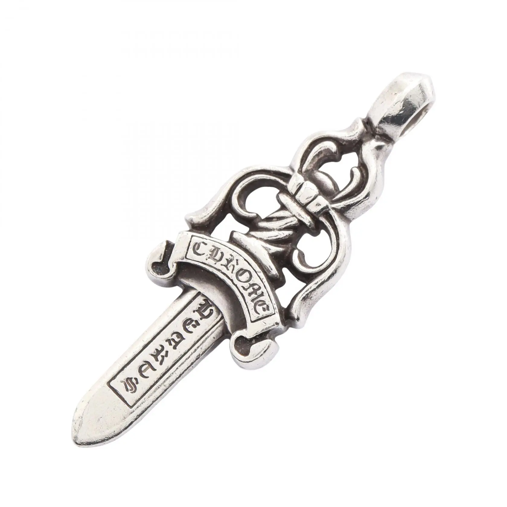 Pre-owned Chrome Hearts Sterling Silver 925 (Ag925) Small Leather Goods Large Dagger 925 Silver Pendant