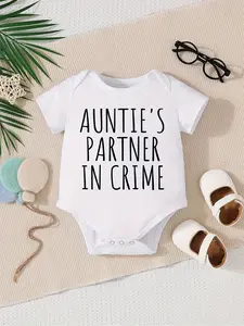 Auntie's Partner In Crime Baby Bodysuit Funny Newborn Short Sleeve Onesie