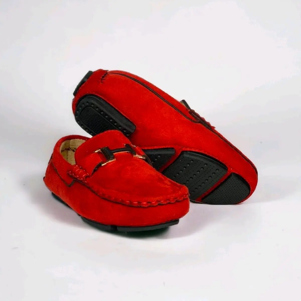 KCS-06 Red  Loafer Footwear Shoe Boy Walking Shoes Slipon Flat Suede Comfort