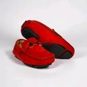 KCS-06 Red  Loafer Footwear Shoe Boy Walking Shoes Slipon Flat Suede Comfort