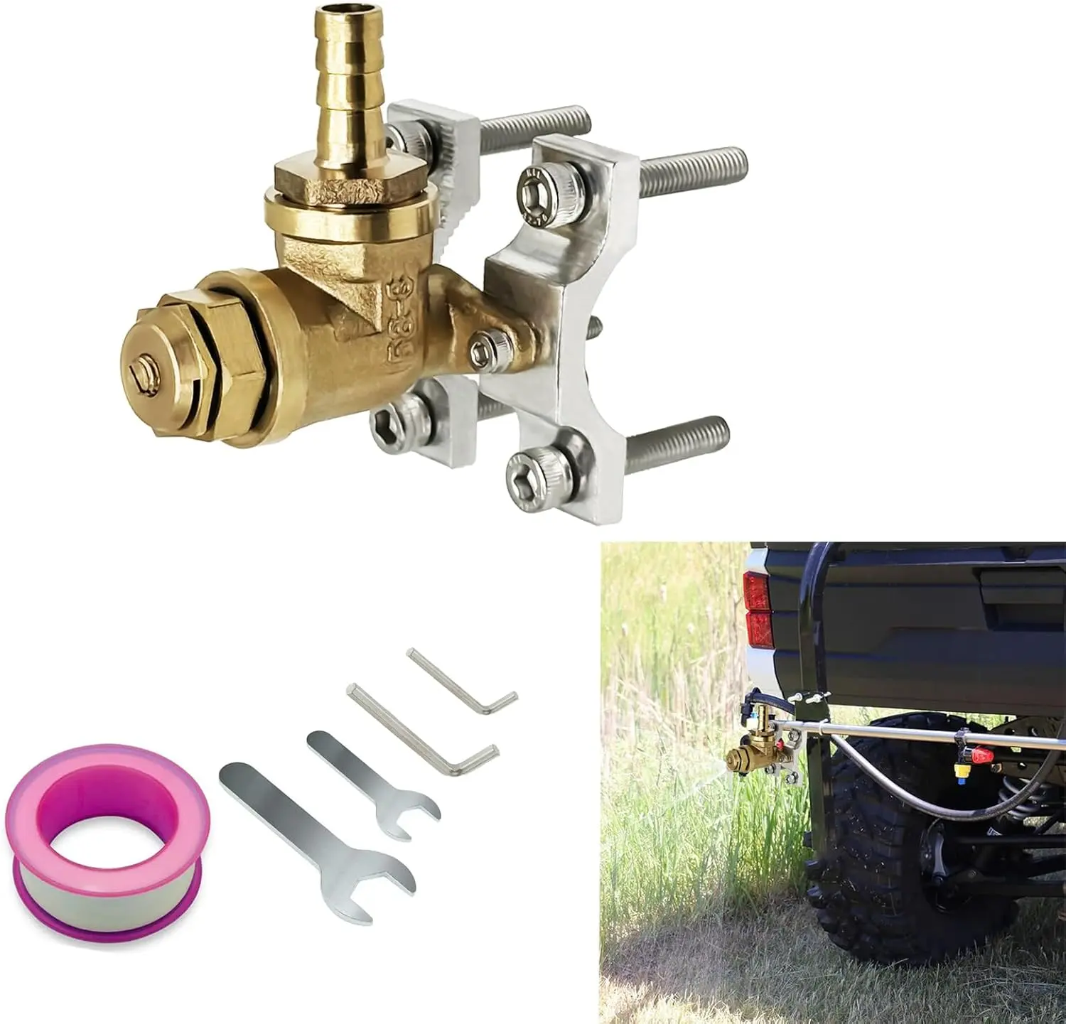 Boomless Spray Nozzle, #10#12 Orifices Brass Boomless Broadcast Nozzle for ATV Spot Sprayer Up to 31  scanning range, Compatible with Multi-Purpose ATV/UTV Tank Sprayer for Lawn & Garden, Farm.