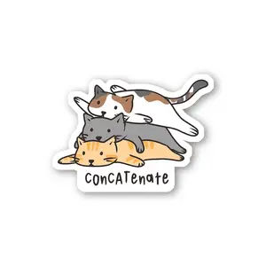 Concatenate Tech Pun Stickers, Laptop Vinyl Decal, Software Coding Stickers