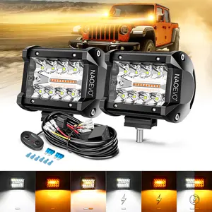 NAOEVO 4 Inch LED Pod Lights, SmallLED Light Bar with 2 Leads WiringHarness, LED Cube Work Lights forTruck Boat ATV UTV, 2 Pcs（6 model）