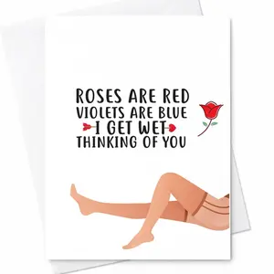 I Get Wet Naughty Anniversary Card, Birthday Roses Are Red C-123