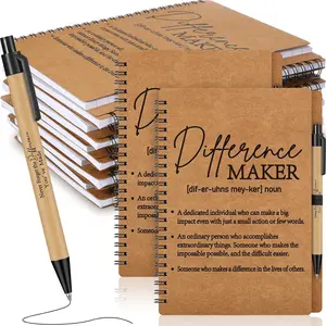 10 Sets Difference Maker Gifts Notebooks with Ballpoint Pens Employee Appreciation Gifts Mini Spiral Inspiration Journal Bulk for Leader Boss Coworker Nurse Teacher Difference Maker (Brown)
