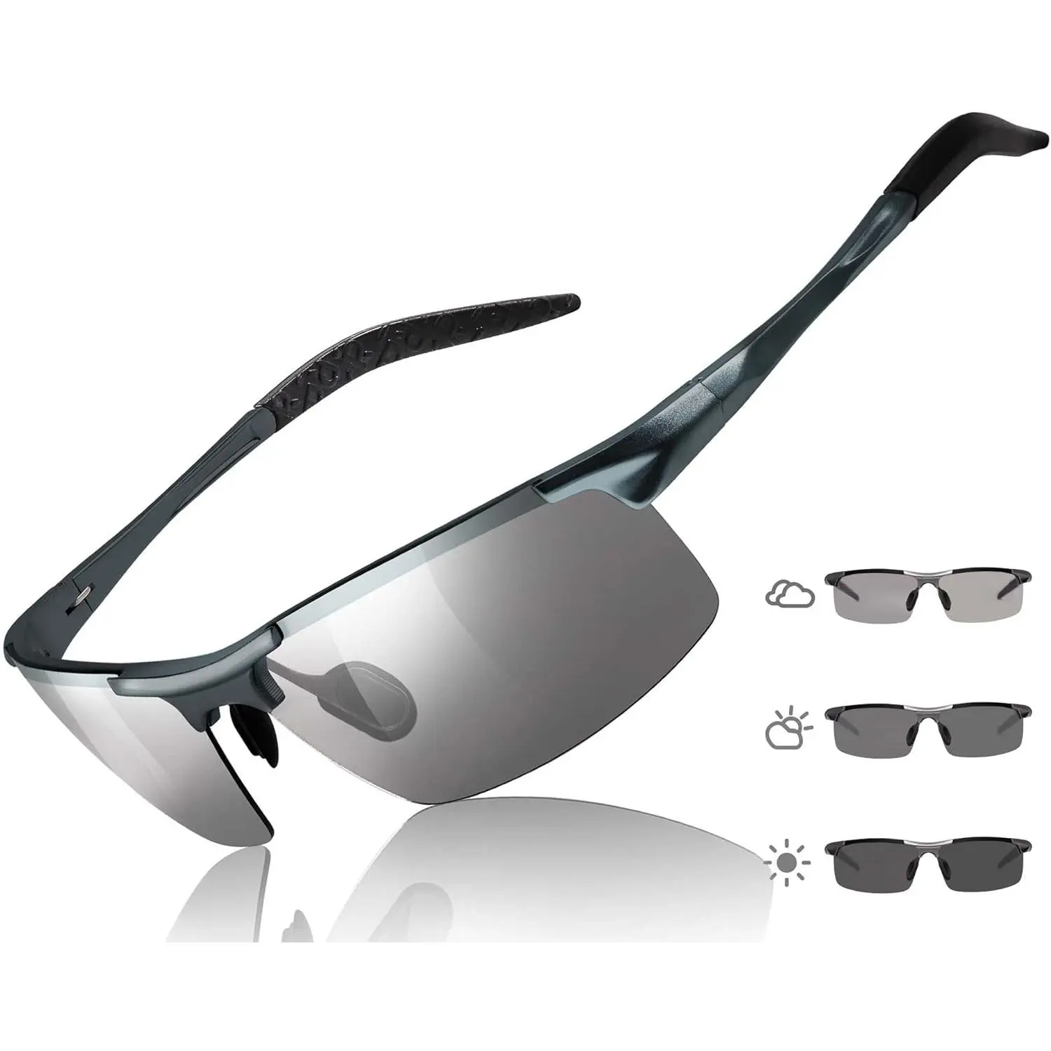 【Photochromic glasses】Mens Photochromic Sunglasses Day & Night Driving Sun Glasses Polarized UV400 Protection Safety Glasses