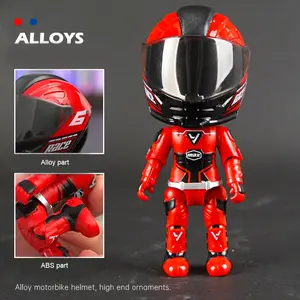 Motorcycle helmet figurine with movable joints, foldable and storable inside the helmet, home decoration item, suitable for motorcycle enthusiasts and collectors.