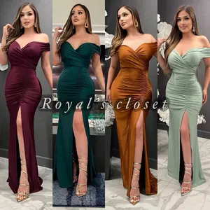 Royal's Closet Sofia Gown Dress - Summer Top Quality Thick Stretch Material Not See Through Burgundy Color Model Wore Small