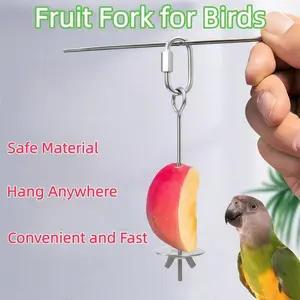 New Stainless Steel Build Automatic Feeder, Tiger Cosplay Parrot Fruit Fork Bird Feeder, Home Cage Daily Feeding, Holiday Gift Idea