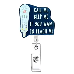 Retractable Badge Reel, 1 Count Acrylic ID Holder with Clip for Nurses, Doctors, Students & Office Staff, Identification Badges & Supplies