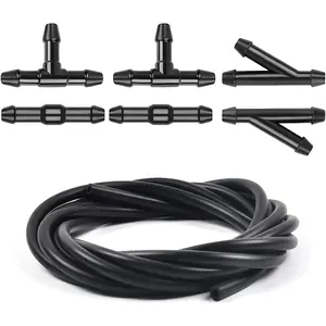 Windshield Washer Hose Kit, 3 Meter Washer Fluid Hose with 6 Pcs Hose Connectors, Windshield Washer Nozzles Kit Suitable for Most Car Windshield Fluid Tubing
