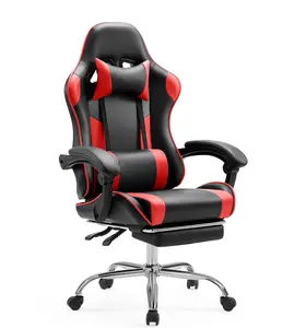 Ergonomic Gaming Chair With Headrest And Lumbar Pillow,Height Adjustable With 360°-Swivel Seat,Red