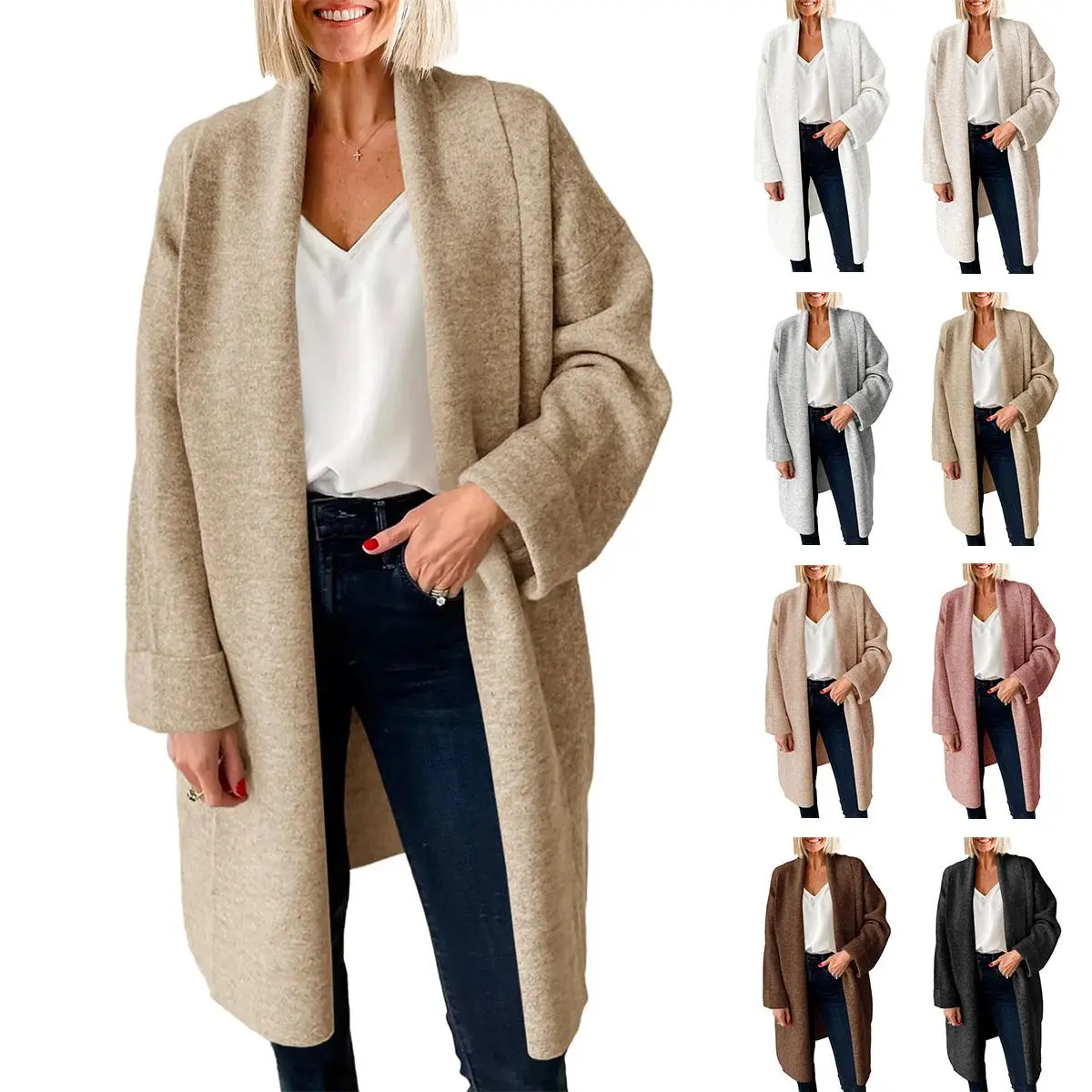 PASLTER Womens Long Cardigan Sweaters Chunky Open Front Oversized Slouchy Knit Fall Trendy Coatigan Jackets Fit Womenswear