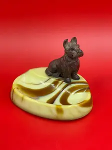 Art Deco Agate Puppy Ashtray