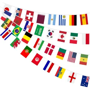 World String Flag Banner for World Cup Olympic Decorations 2026, 32 Countries International Flags Banner Double Sided Polyester for International Party Decoration (7.87 x 11.02 in-1 Pack)