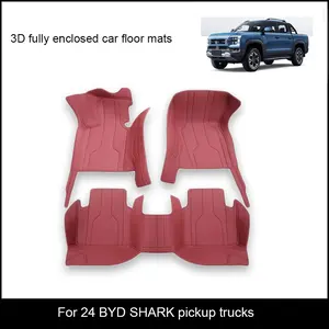 LHD 3PSC full coverage Luxury car floor mats,for BYD SHARK 2024-2025 easy to clean, suitable for cars, fully covered design, all season universal floor mat, in car care, premium floor mat, custom fit floor mat, seamless fit design, premium PU leather