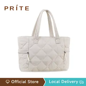 PRITE Quilted Puffer Tote Bag for Women – Lightweight Work Bag with Multi-Compartment, for Gym, Travel & Daily Commute | Hand Wash Only